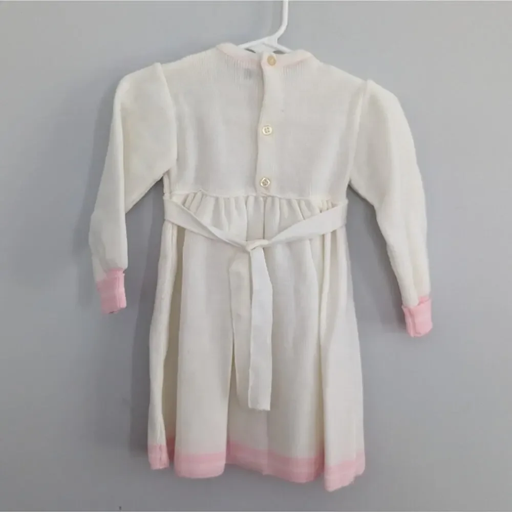 NEW Miau Vintage Baby Doll Girl Dress 12 M White Pink Easter Church Portugal